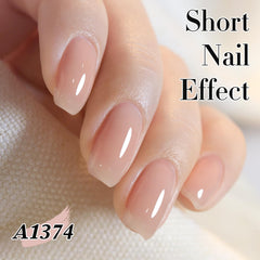 Double Rhythm milky pink jelly polish on nail shows subtle coverage and glow.