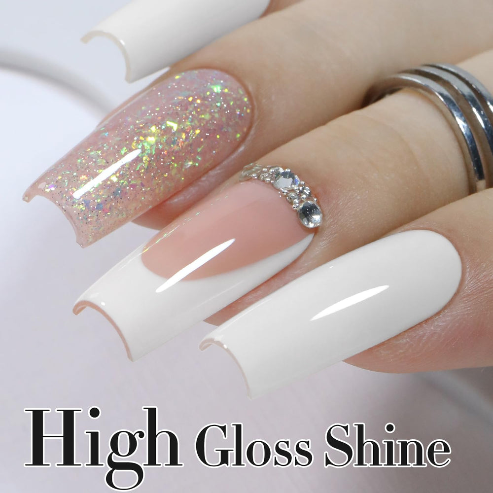 Nail art idea using Double Rhythm pure white sheer polish