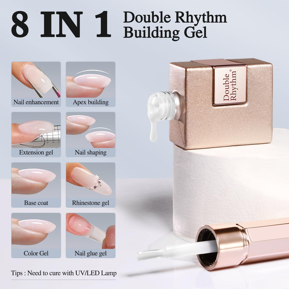Double Rhythm nude-pink swatch demonstrates color, natural finish, and shine.
