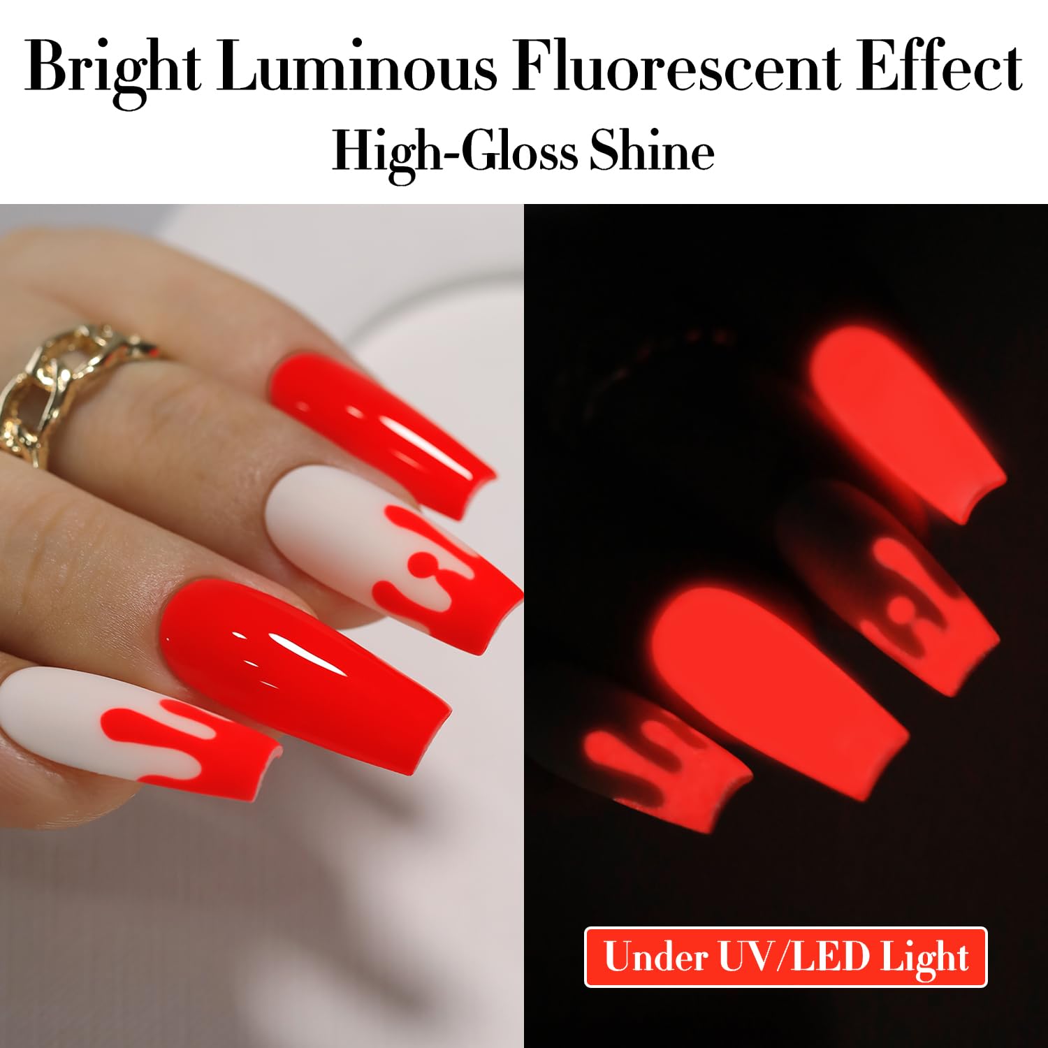 Double Rhythm neon red gel polish bottle being shaken for consistency