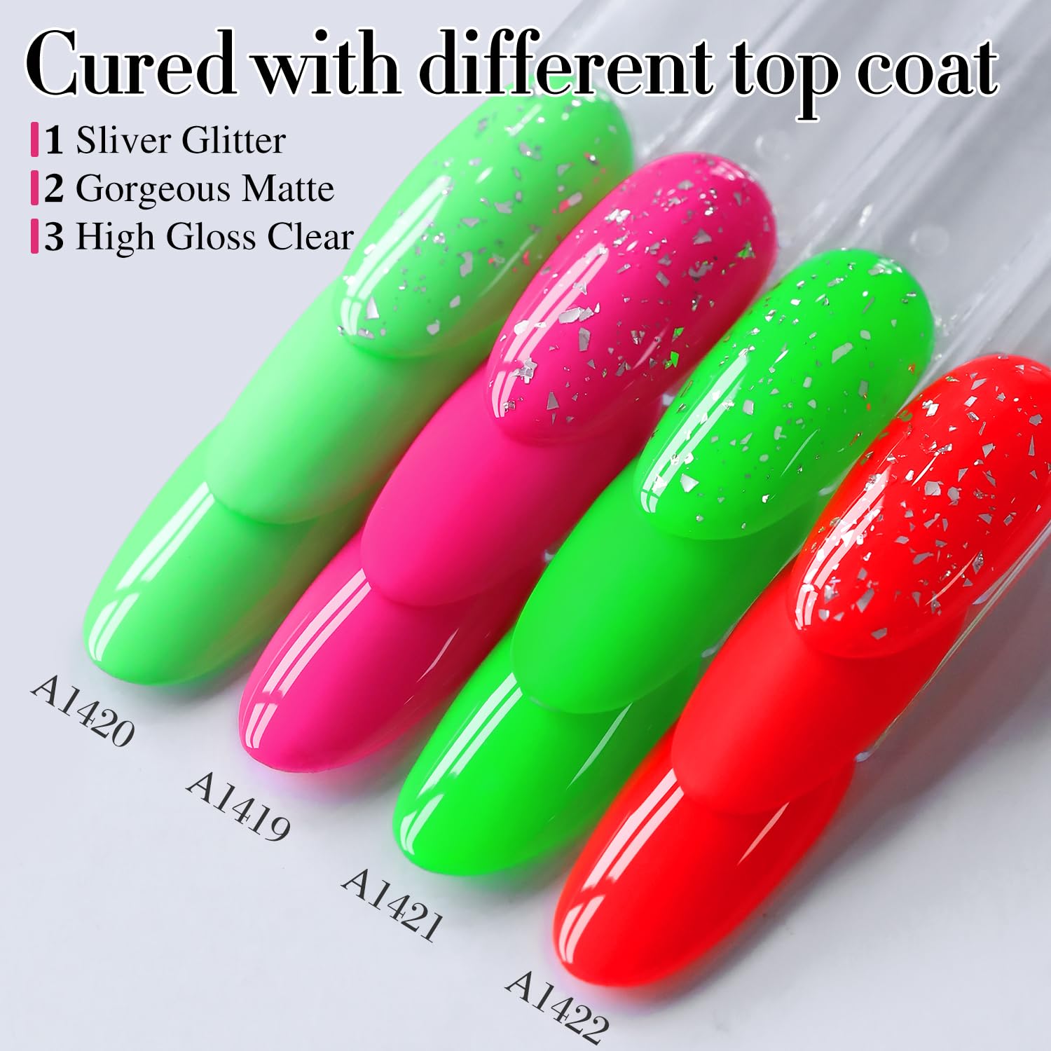 Double Rhythm neon red gel polish close-up on manicured nails