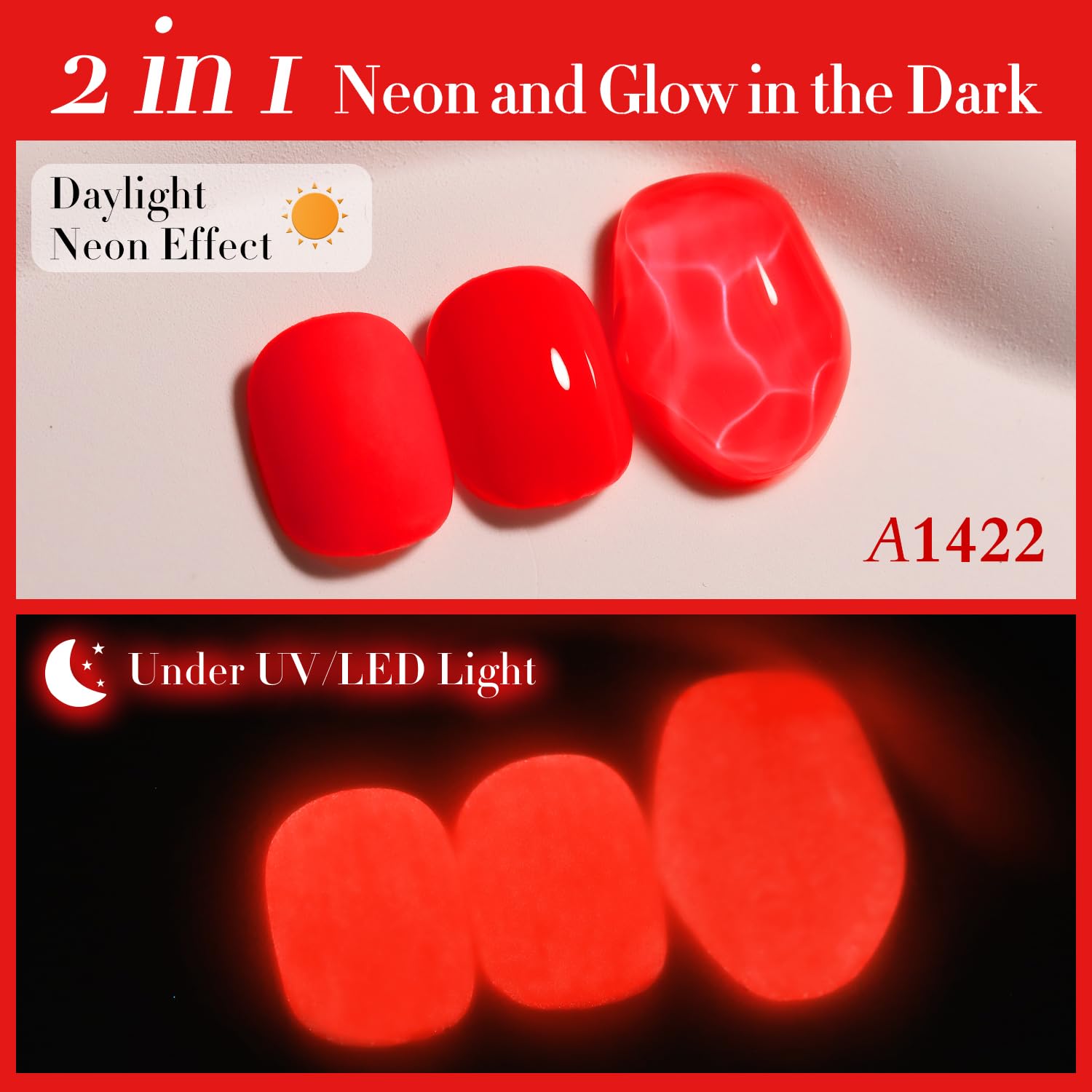 Double Rhythm neon red gel polish swatch shows pure sheer color