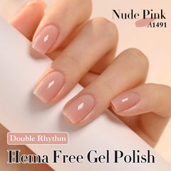 Double Rhythm nude pink swatch demonstrates versatile natural look for everyday nails