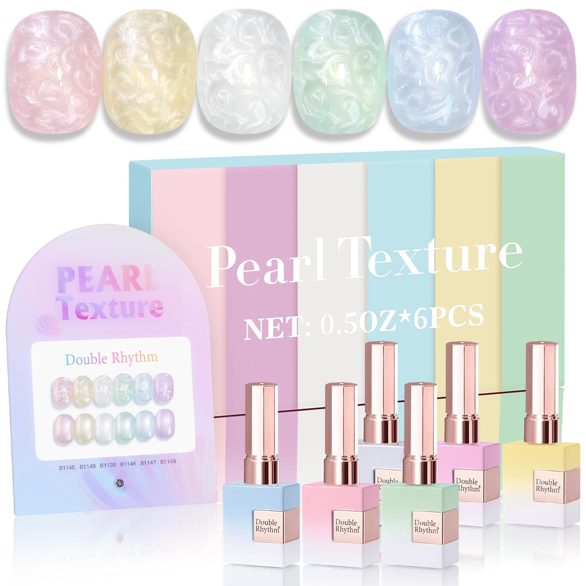 Double Rhythm Pearl Pink 15ml gel polish bottle for a silky, salon-ready finish.