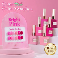 Double Rhythm gel polish bottle shows uniform color for salon-quality nails.