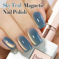 Double Rhythm Sky Teal Cat Eye gel on swatch with sheer translucence for everyday wear.