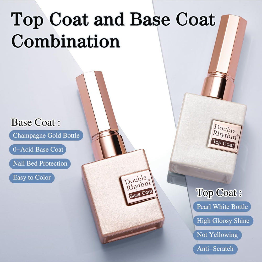 Double Rhythm top coat 15ml bottle with no-wipe gloss finish.