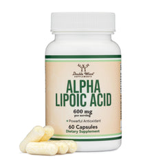 Double Wood Alpha Lipoic Acid 600mg bottle for potential antioxidant support.