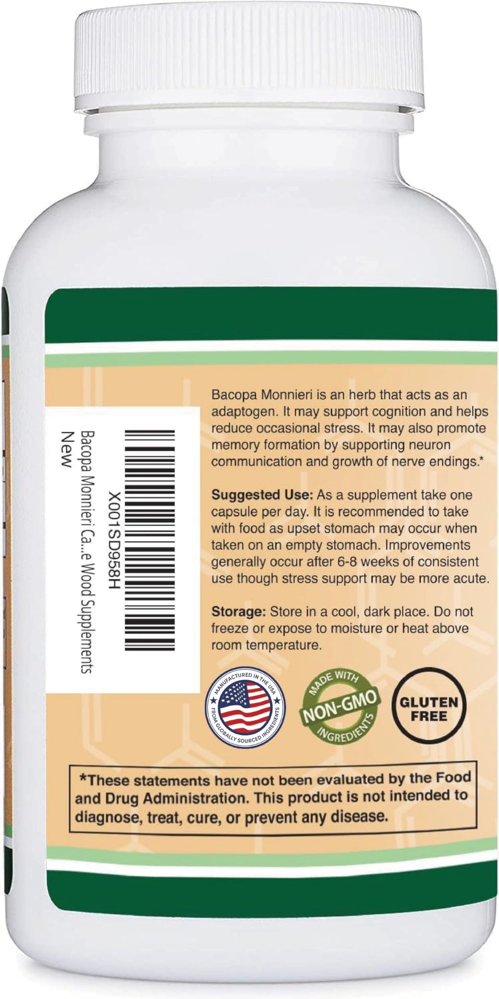 Double Wood Bacopa Monnieri capsules ready for daily focus support