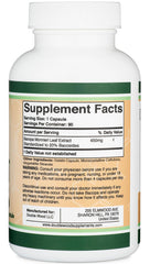 Double Wood Bacopa Monnieri label highlights 20% bacosides and quality