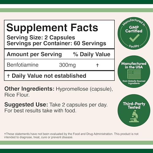 Double Wood Benfotiamine capsules closeup reveals 150 mg per capsule