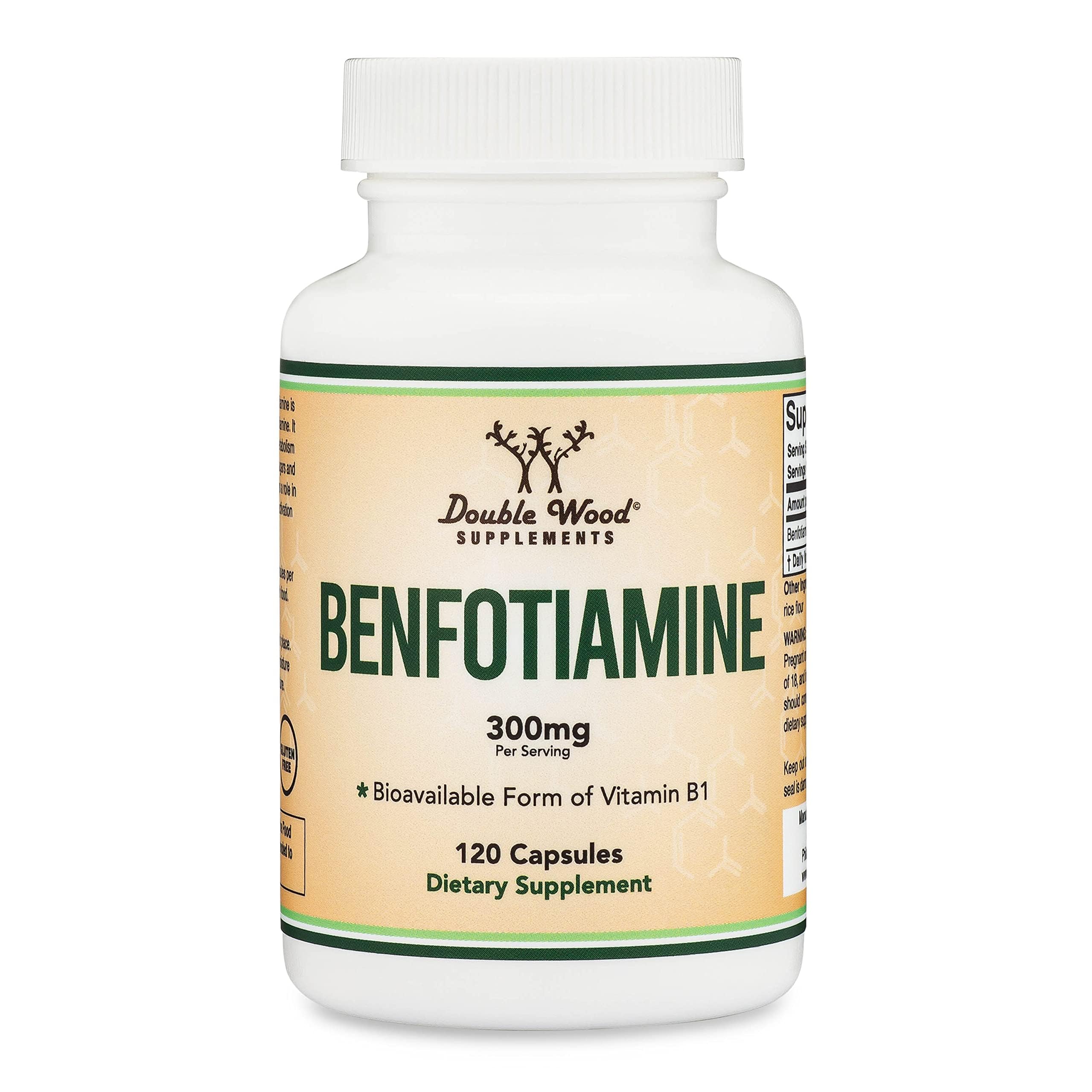 Double Wood Benfotiamine USA manufacturing badge on label