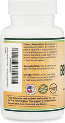 Double Wood Benfotiamine third-party testing seal on packaging