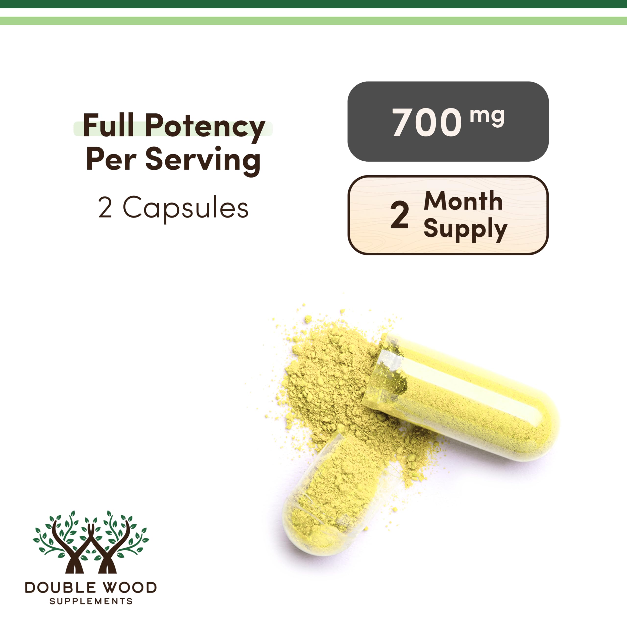 Double Wood Berberine Cinnamon vegan symbol indicating plant-based formula.