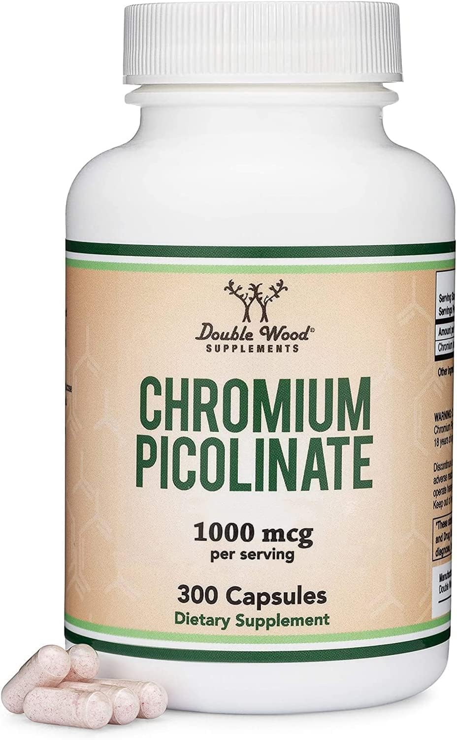 Double Wood Chromium Picolinate bottle closeup showing high-absorption formula