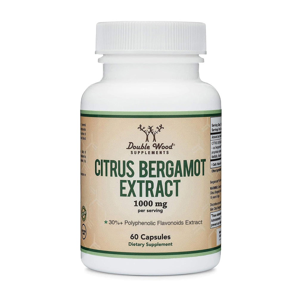 Double Wood Citrus Bergamot 1000mg capsules bottle for daily heart support.