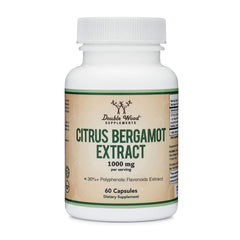Double Wood Citrus Bergamot 1000mg capsules bottle for daily heart support.