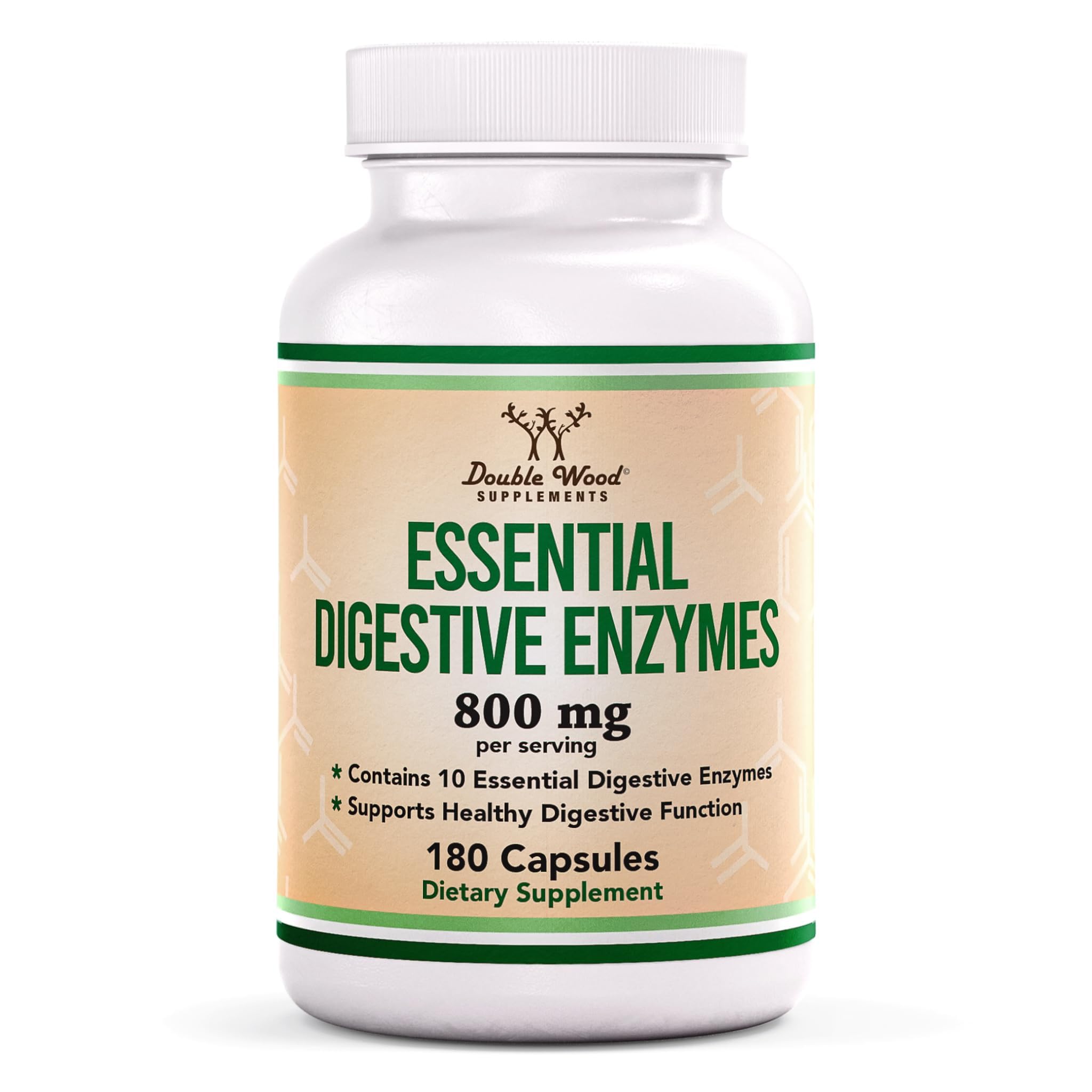 Double Wood Digestive Enzymes bottle with capsules for daily support.
