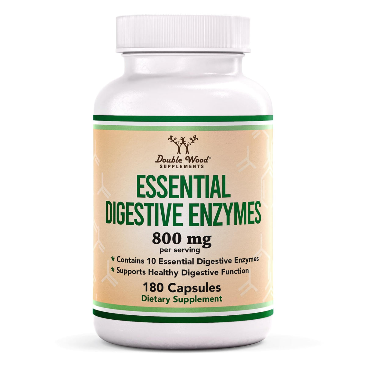 Double Wood Digestive Enzymes bottle with capsules for daily support.