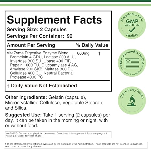 Close-up of Double Wood Digestive Enzymes label showing 10 enzymes.