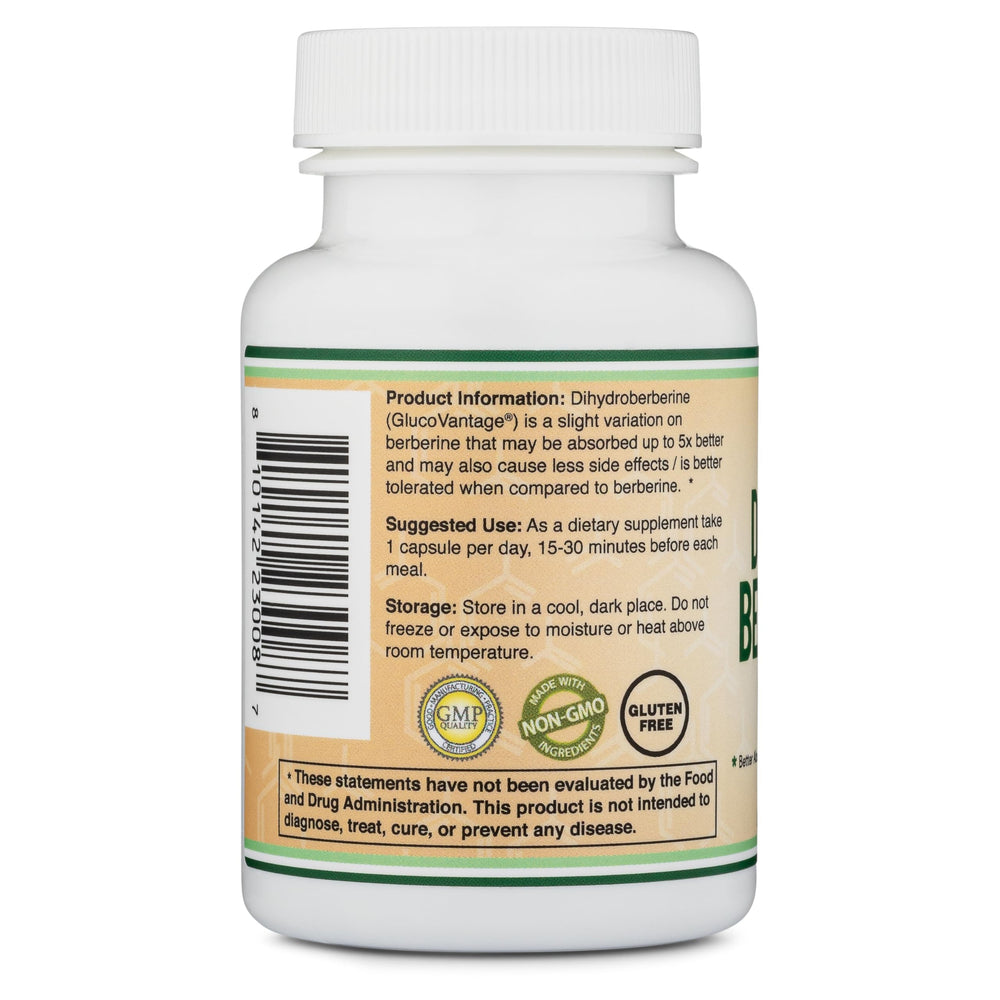 Double Wood Dihydroberberine third-party testing stamp on packaging.