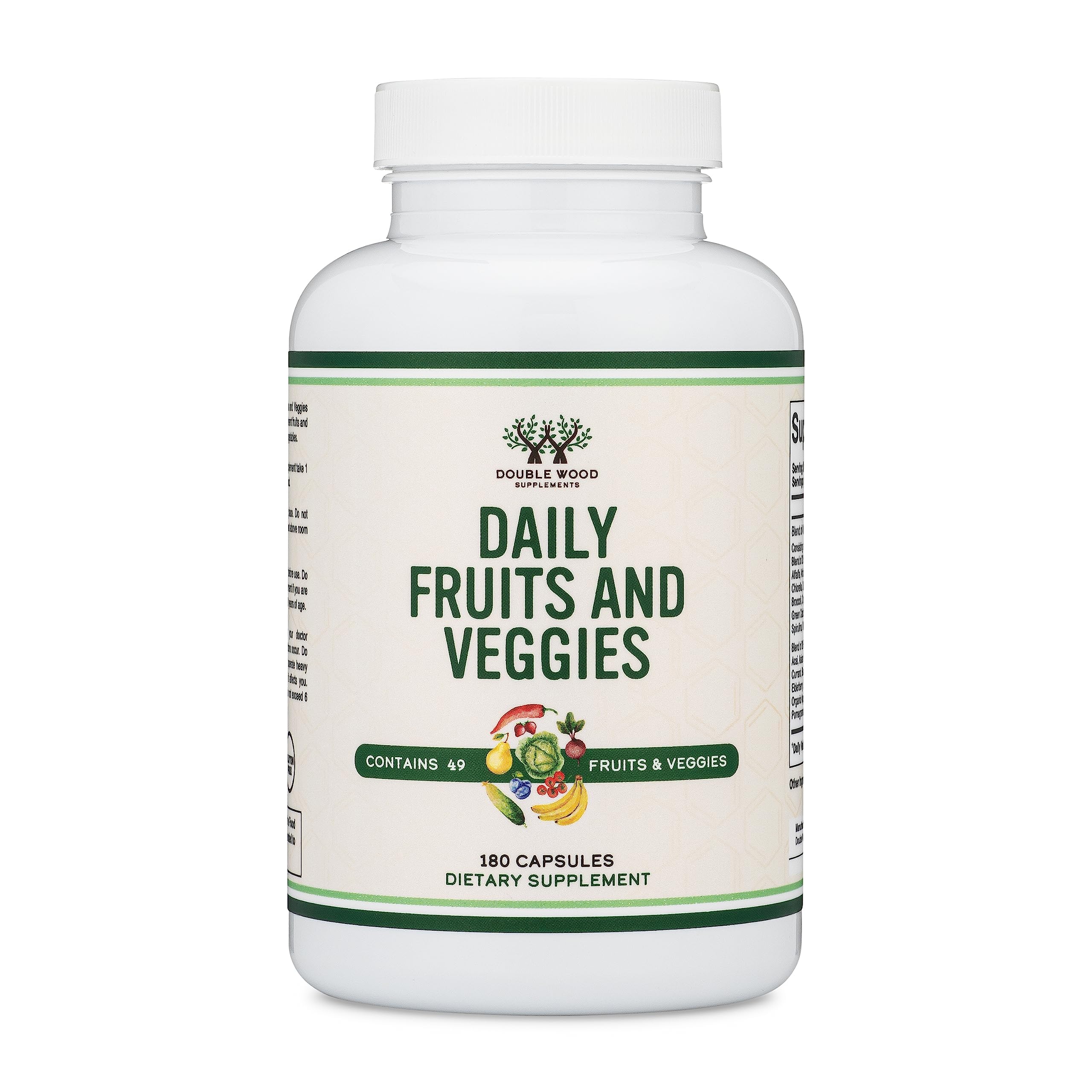 Double Wood Fruits and Veggies Daily Blend bottle for vegan daily wellness