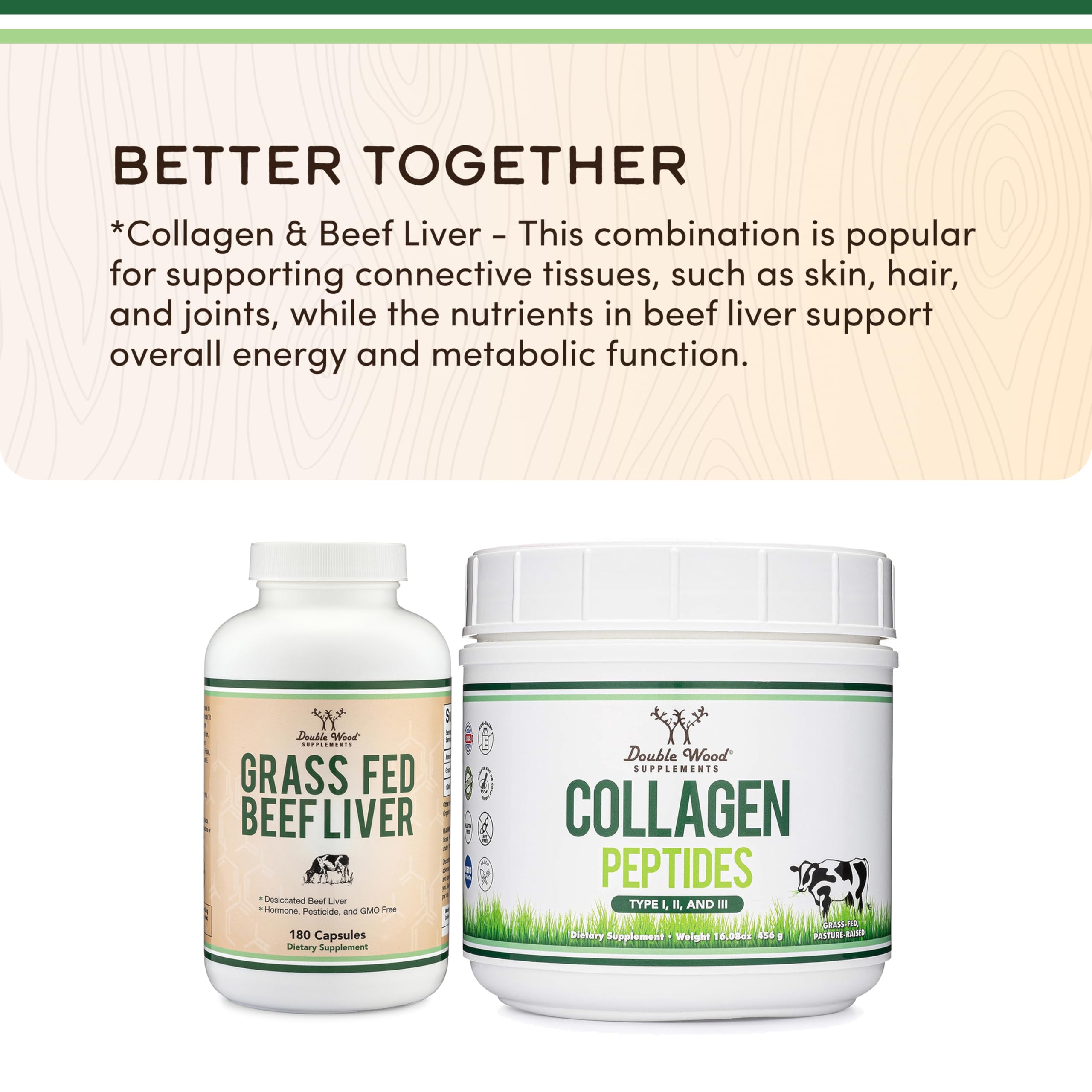 Double Wood Grass Fed Beef Liver Capsules pasture-sourced liver imagery