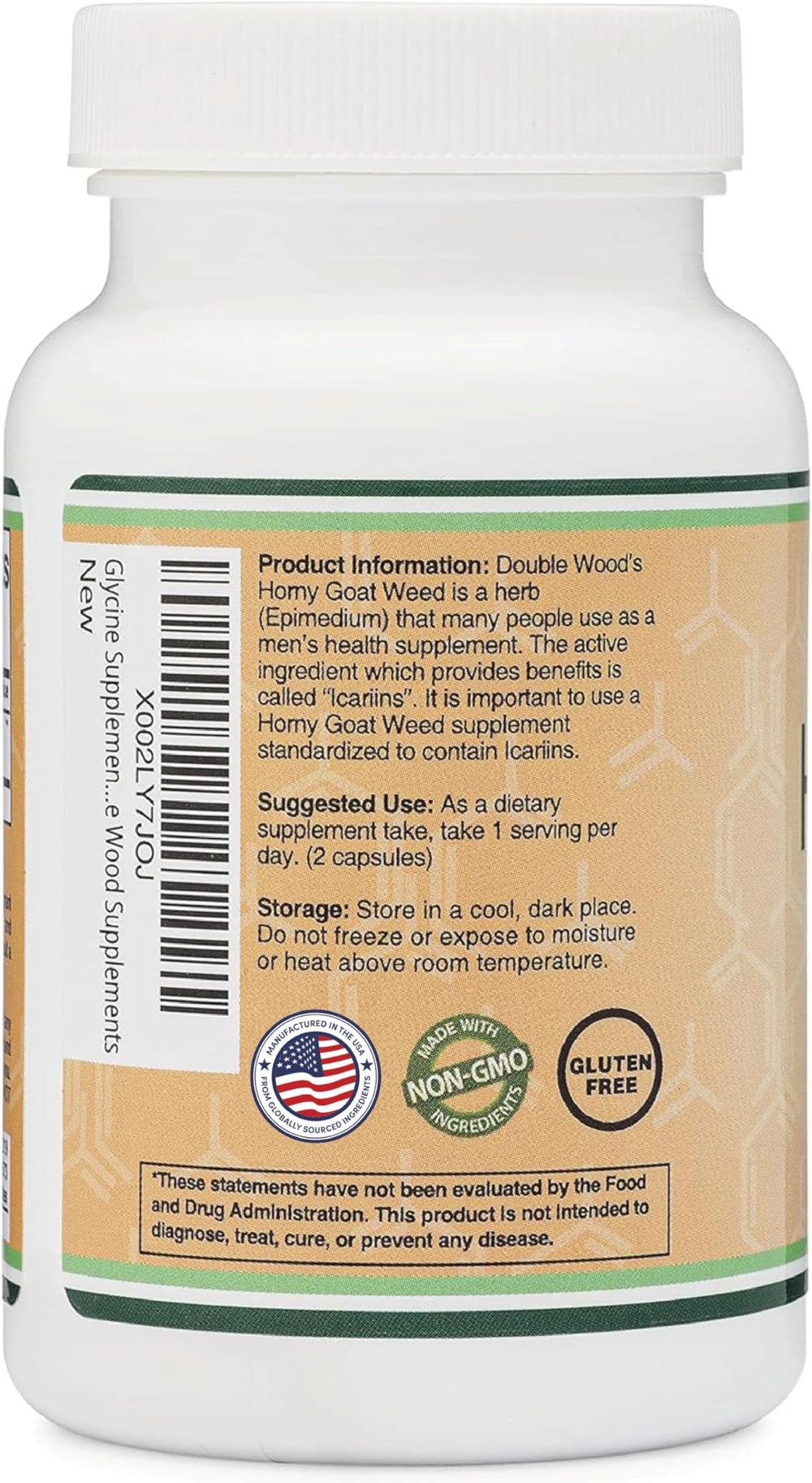 Serving scoop beside Double Wood Horny Goat Weed capsules for easy daily use