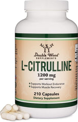 Double Wood L-Citrulline bottle front shows 1,200 mg serving label for workouts