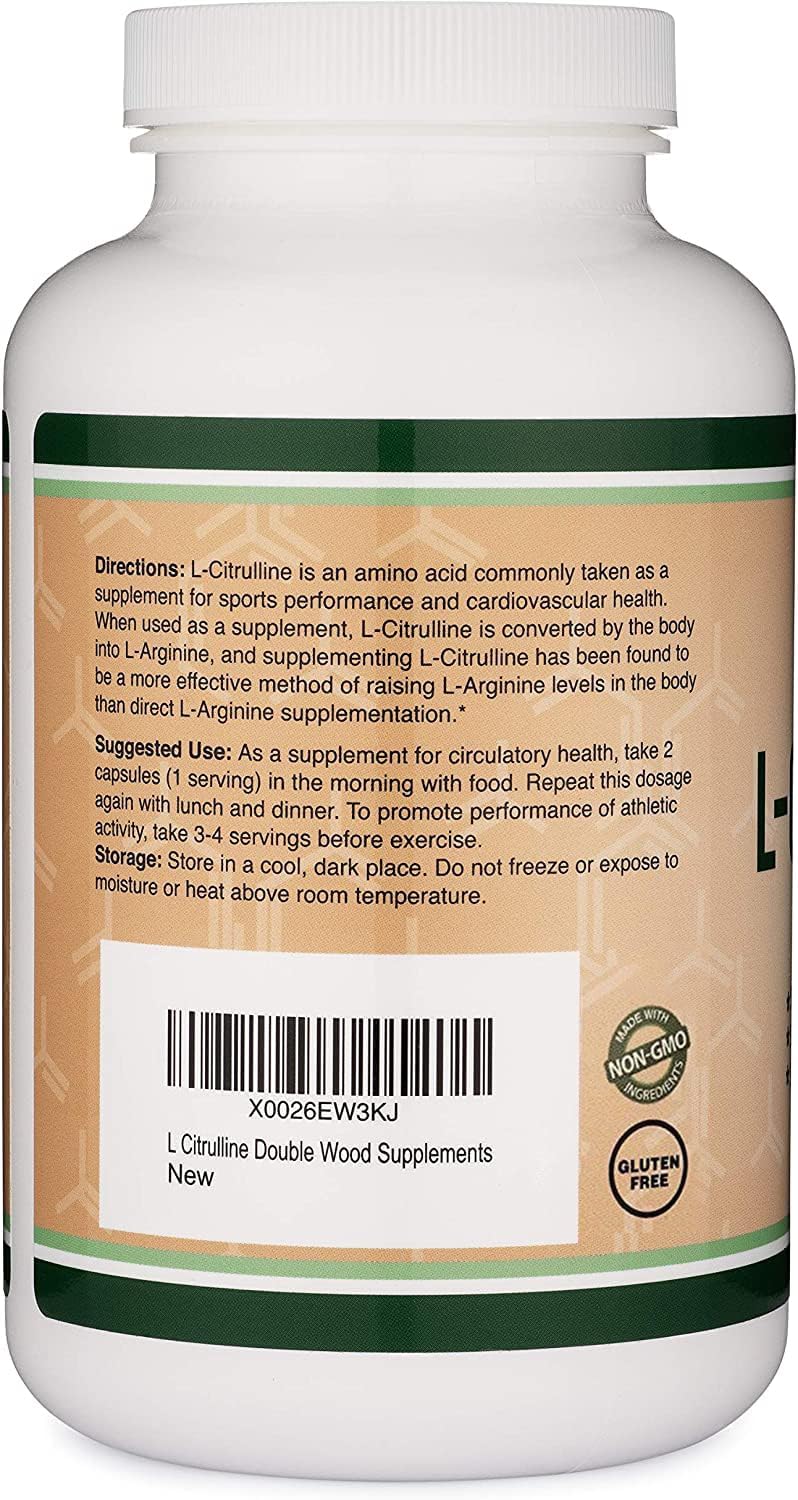 Double Wood L-Citrulline nutrition label closeup confirms serving size and purity