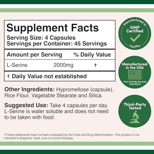 Double Wood L-Serine capsules pack showing 180-count bottle for daily cognitive support