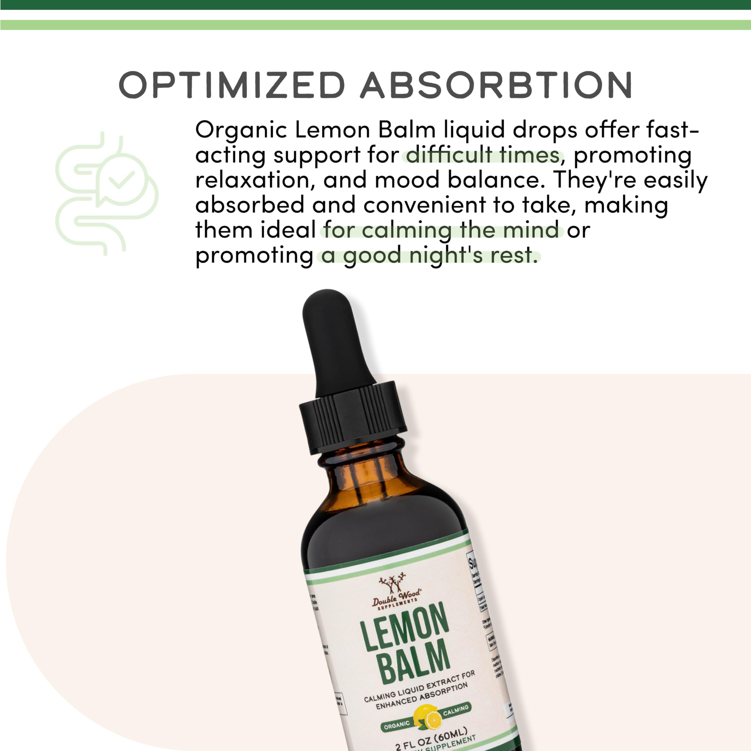 Double Wood Lemon Balm tincture offers 120 servings for flexible dosing.