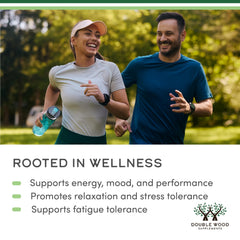 Double Wood Maca Root Capsules label with third-party testing mention