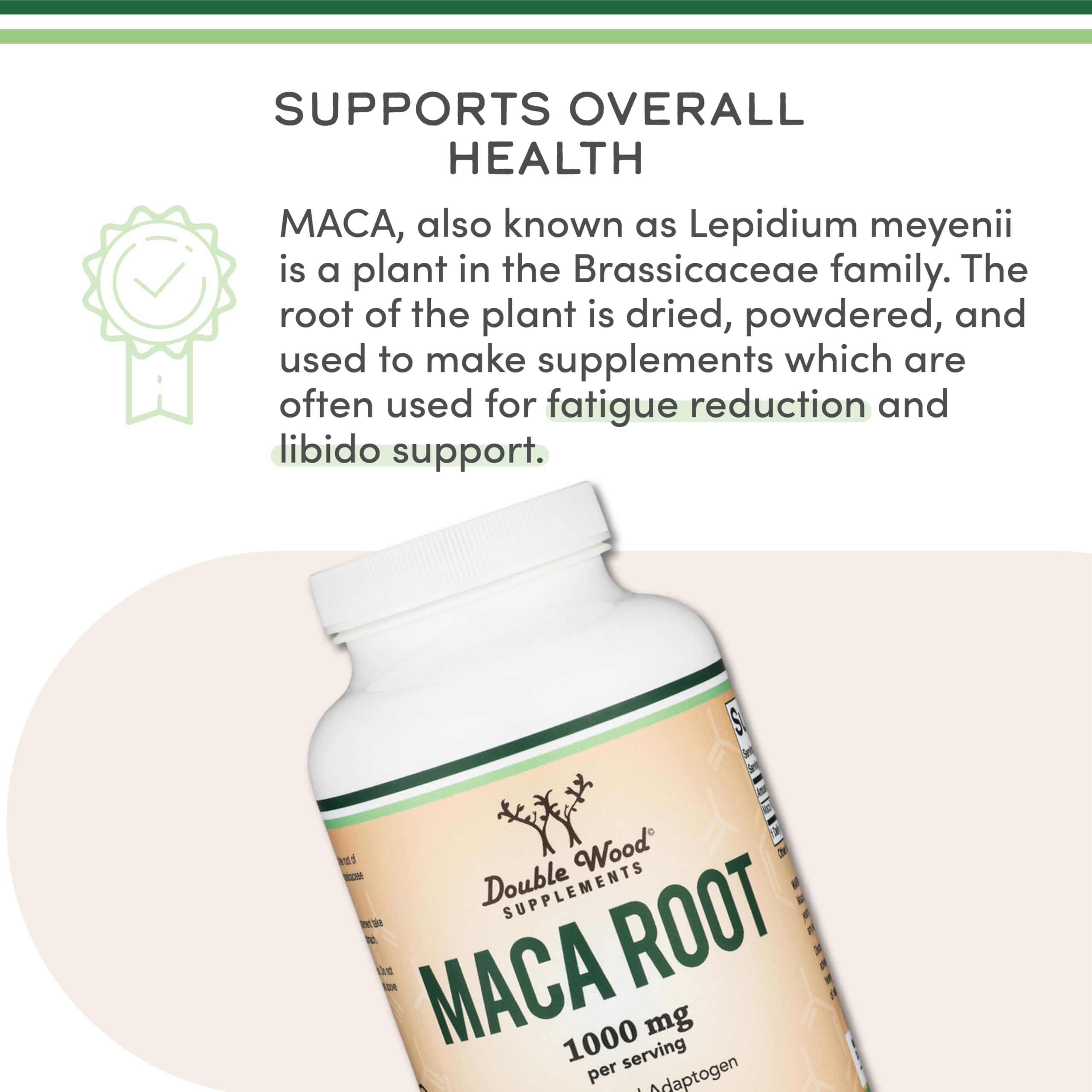 Double Wood Maca Root Capsules Peru-grown maca source supports energy