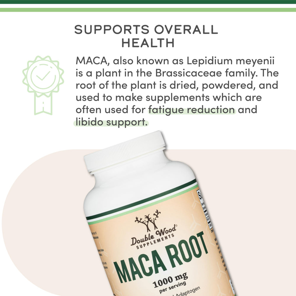 Double Wood Maca Root Capsules Peru-grown maca source supports energy