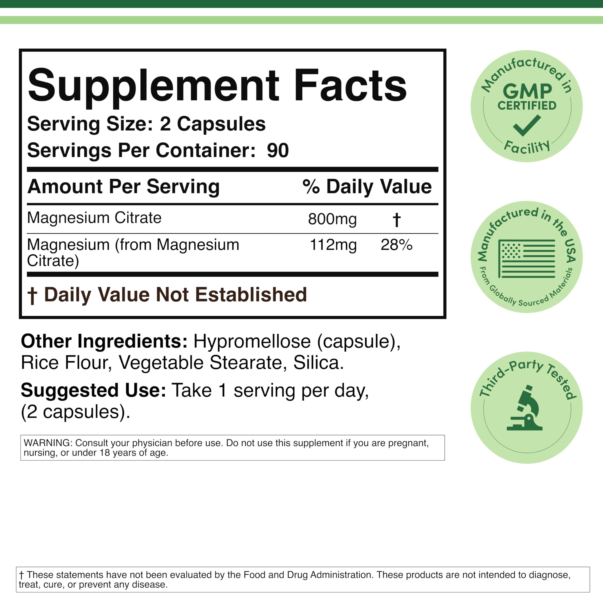 Double Wood Magnesium Citrate capsules for easy daily digestion support.