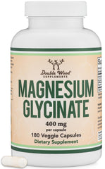 Double Wood Magnesium Glycinate 400mg bottle with easy to swallow capsules for daily support