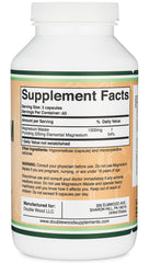 Double Wood Magnesium Malate label shows vegan and gluten-free features.