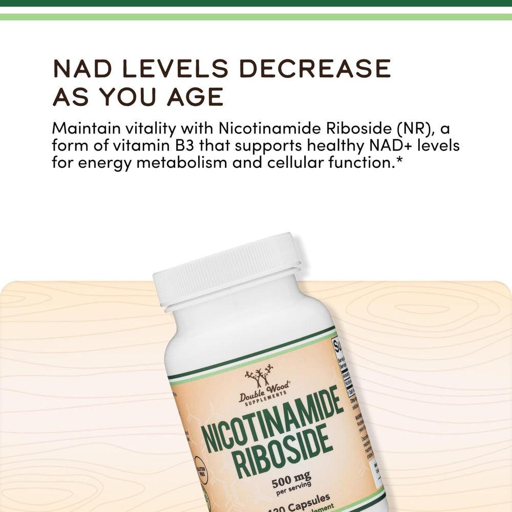 Double Wood NR capsule closeup, small tablets for easy supplementation.