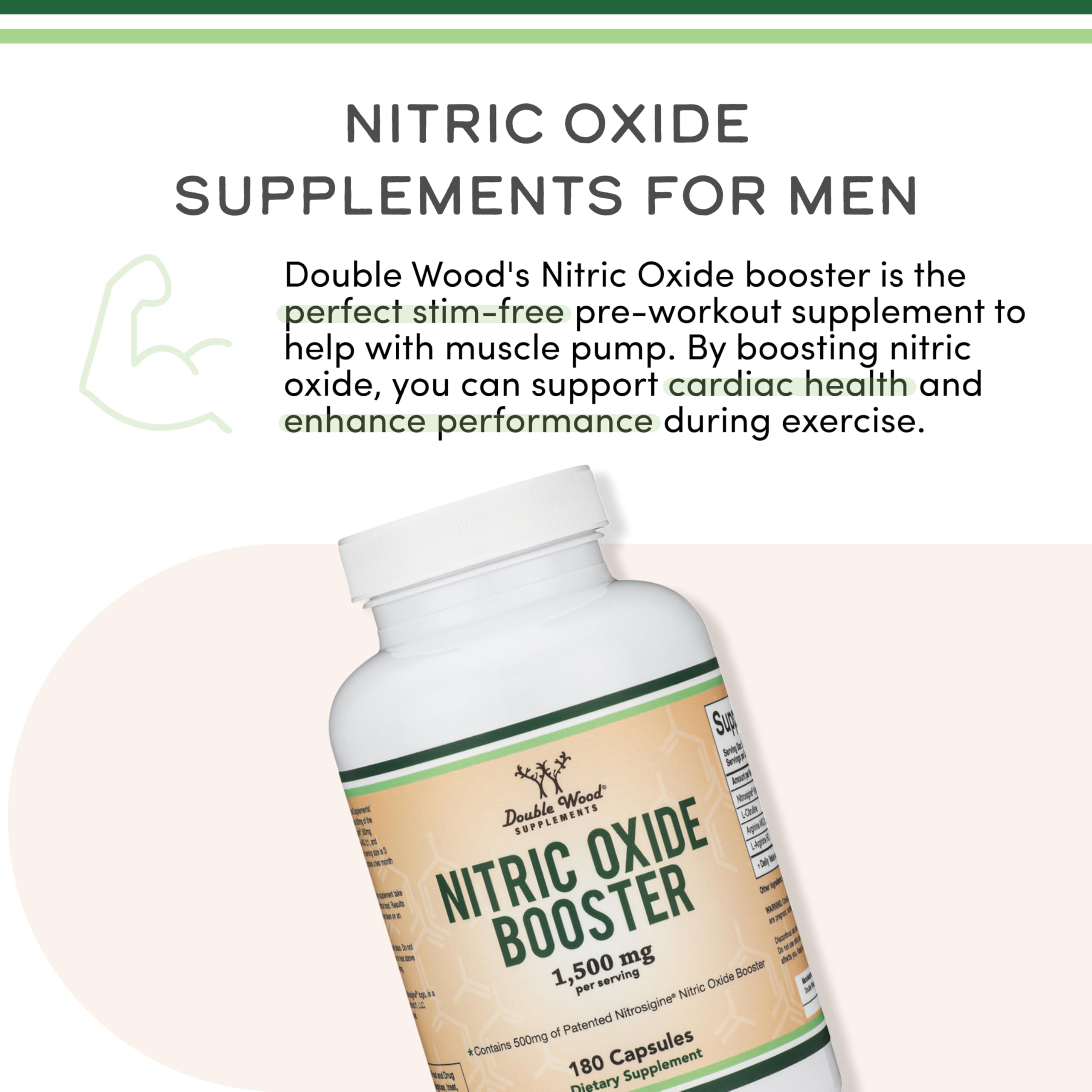 Double Wood Nitric Oxide ingredients close-up featuring Nitrosigine
