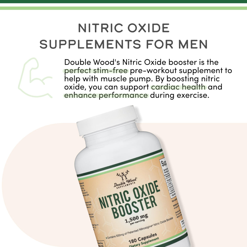 Double Wood Nitric Oxide ingredients close-up featuring Nitrosigine