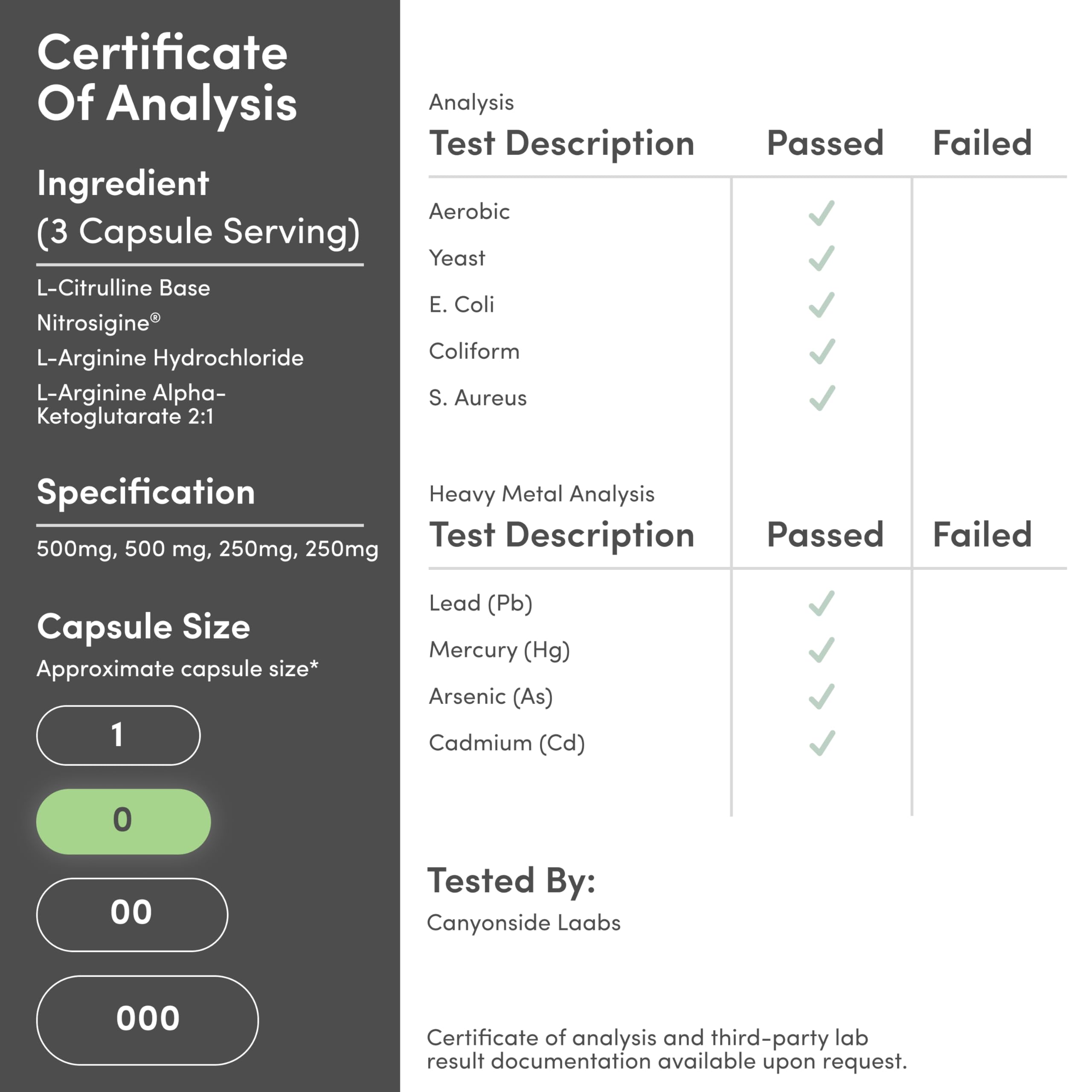 Double Wood Nitric Oxide nutrition facts panel for transparency