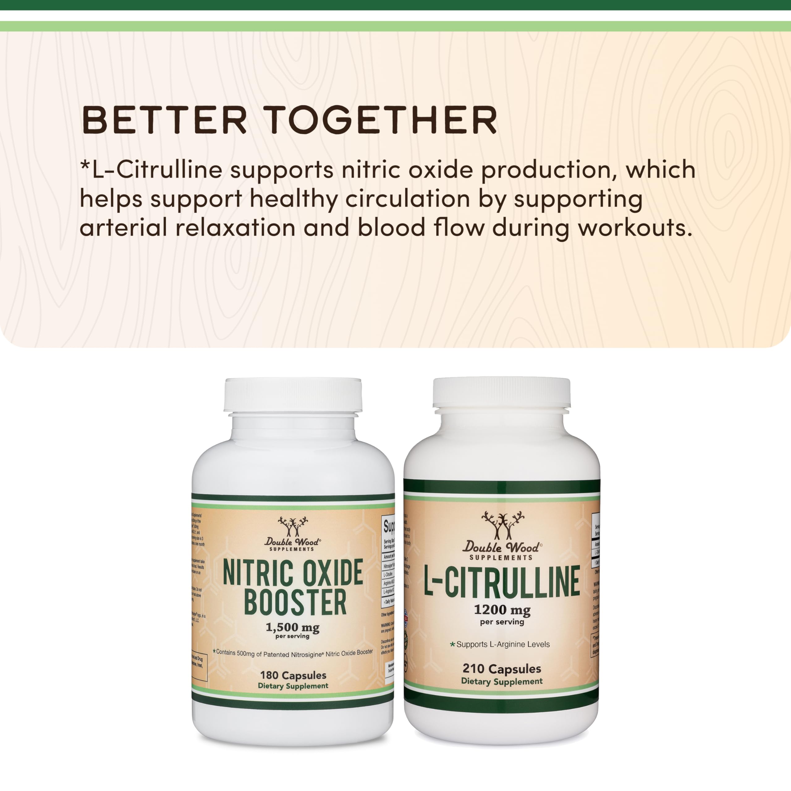 Double Wood Nitric Oxide packaging in USA-made context