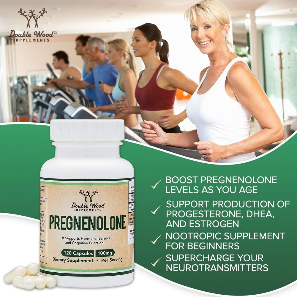 Double Wood Pregnenolone made in USA badge on bottle.