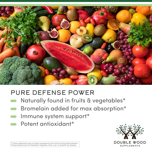 Double Wood Quercetin with Bromelain label detail highlighting vegan and gluten free features