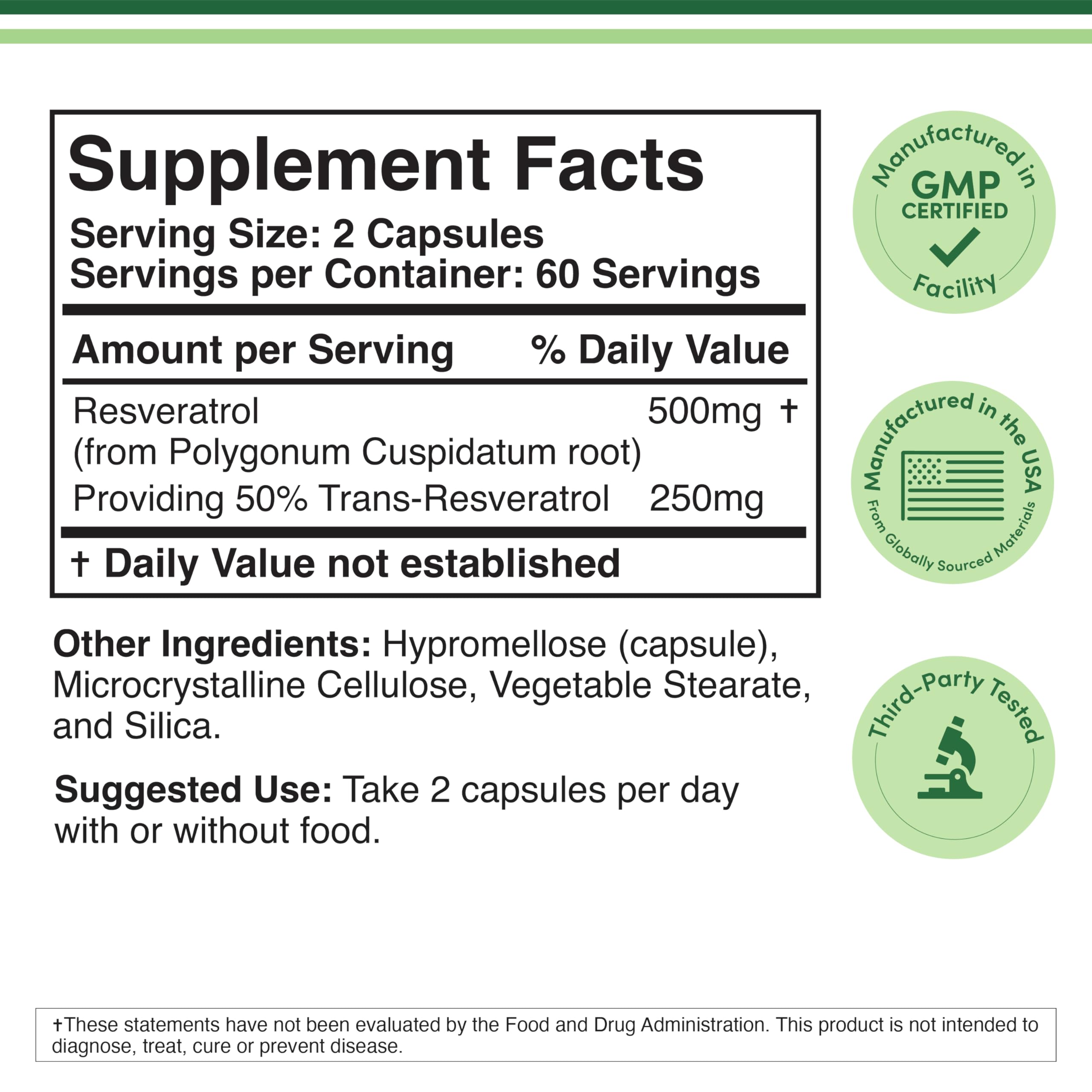 Close-up of Double Wood Resveratrol capsules in vegetarian form