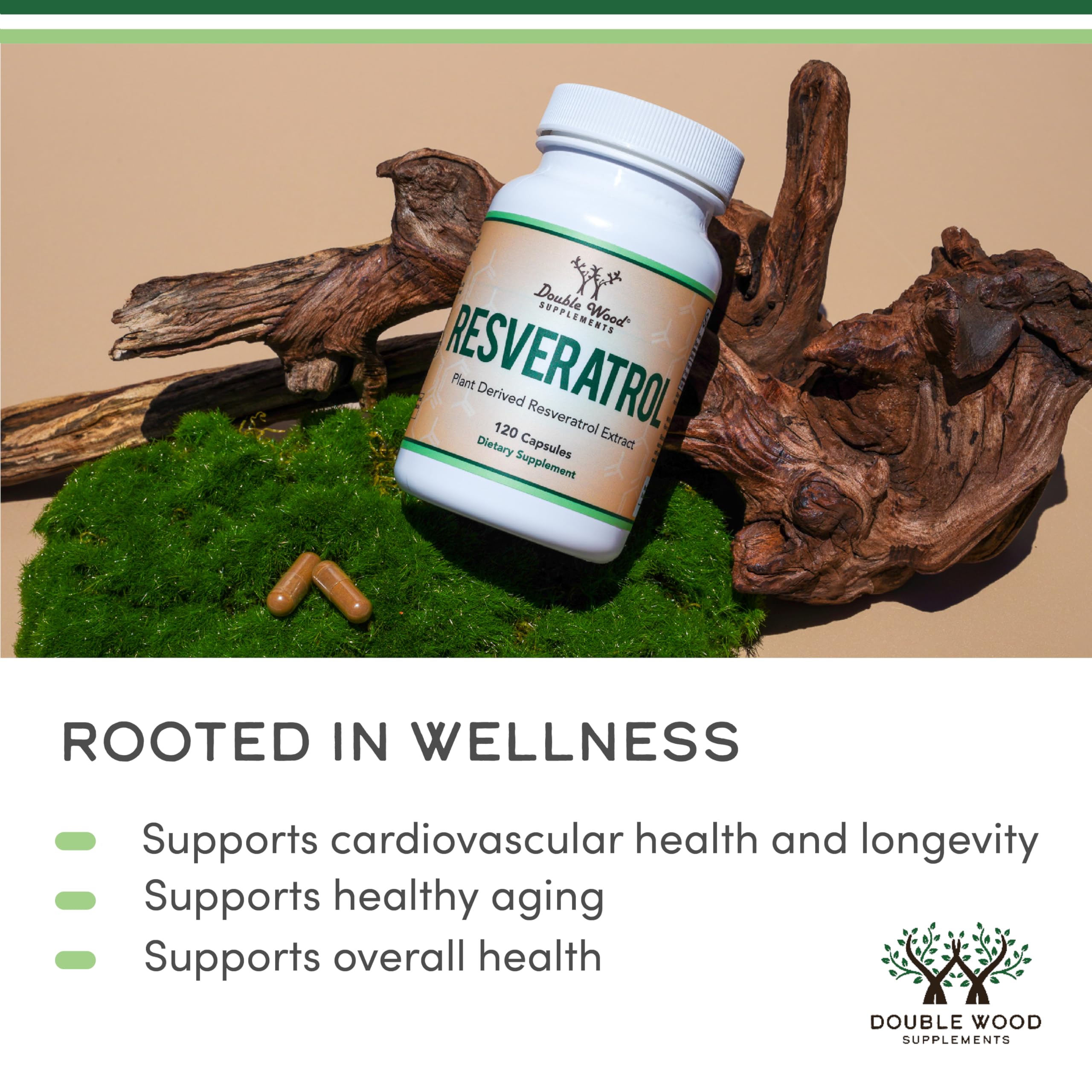 Double Wood Resveratrol ingredient list highlighting trans-resveratrol content