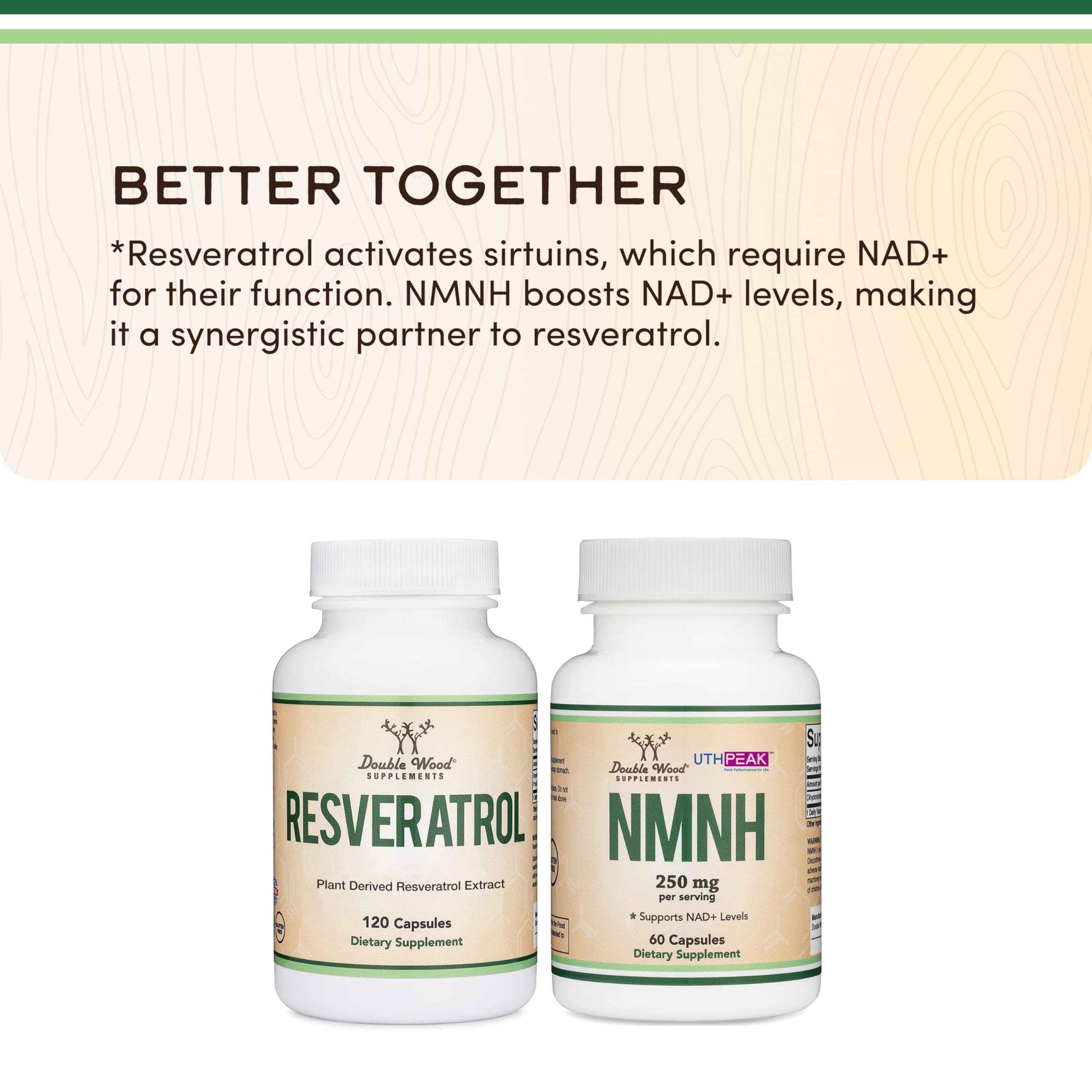 Vegetarian capsules from Double Wood Resveratrol for plant-based routines