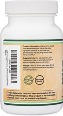 Double Wood saffron USA-made label signals quality and safety.
