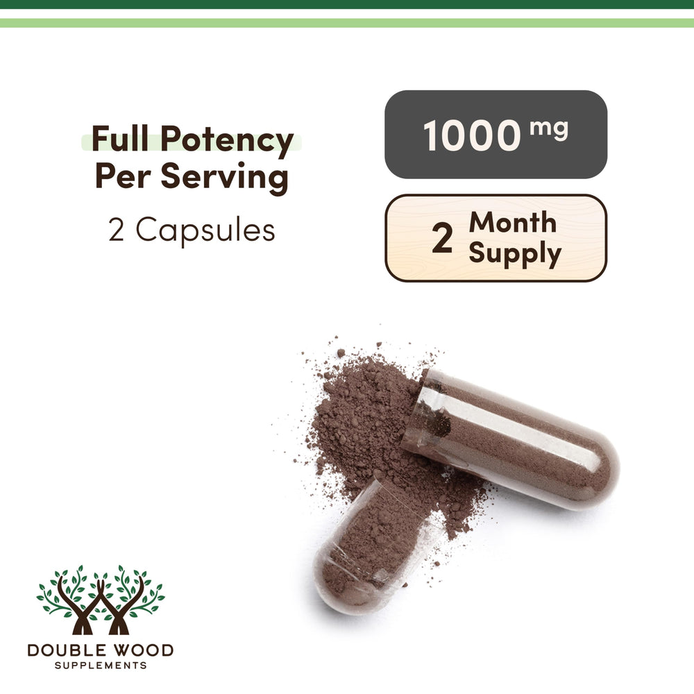 Sourcing details: Double Wood Shilajit with trace minerals highlighted on the packaging.
